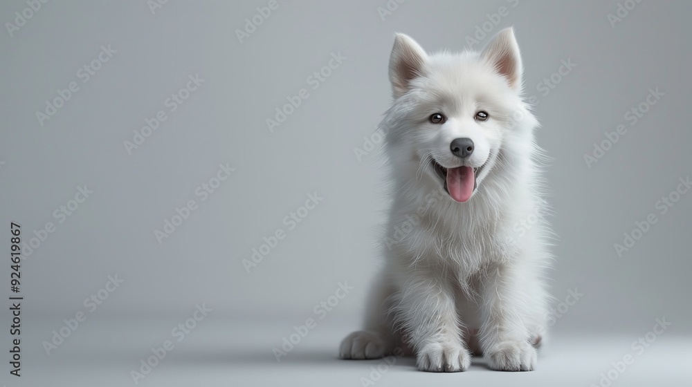 Samoyed Dog Sitting Gracefully on White Background Samoyed Dog Sitting Gracefully on White Background