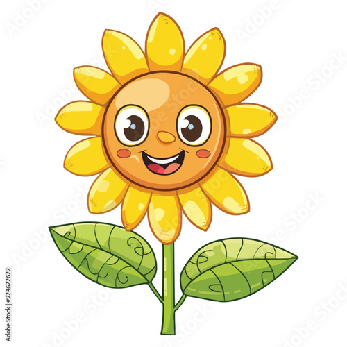 Cute Happy cartoon Sunflower vector