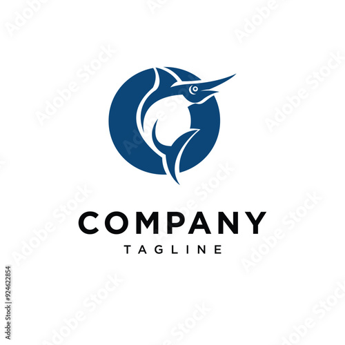 Letter O Blue Marlin Fish Logo Icon Vector