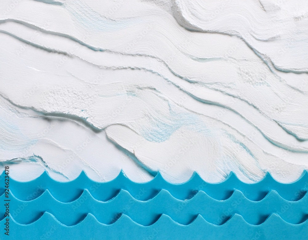 Fototapeta premium folded paper design that forms the edge of the beach with a blue ocean background. generative ai