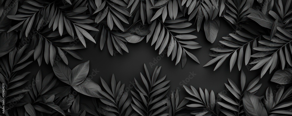 Lush Monochrome Tropical Foliage Texture on Simple Color Background for Design and Decoration, Generative Ai Lush Monochrome Tropical Foliage Texture on Simple Color Background for Design and Decoration, Generative Ai
