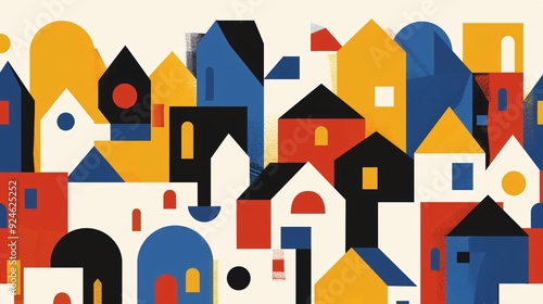 Abstract Cityscape: A Colorful Geometric Composition