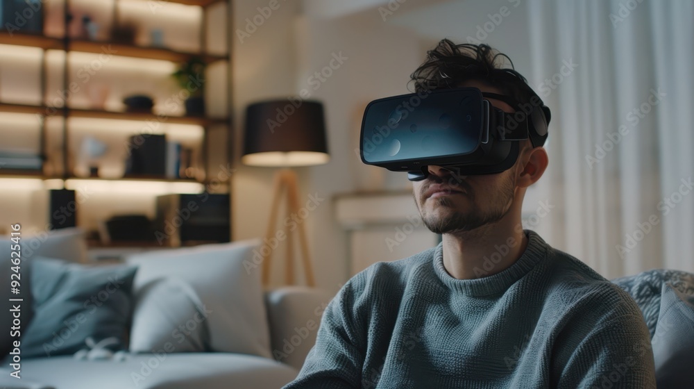 The man with VR headset The man with VR headset