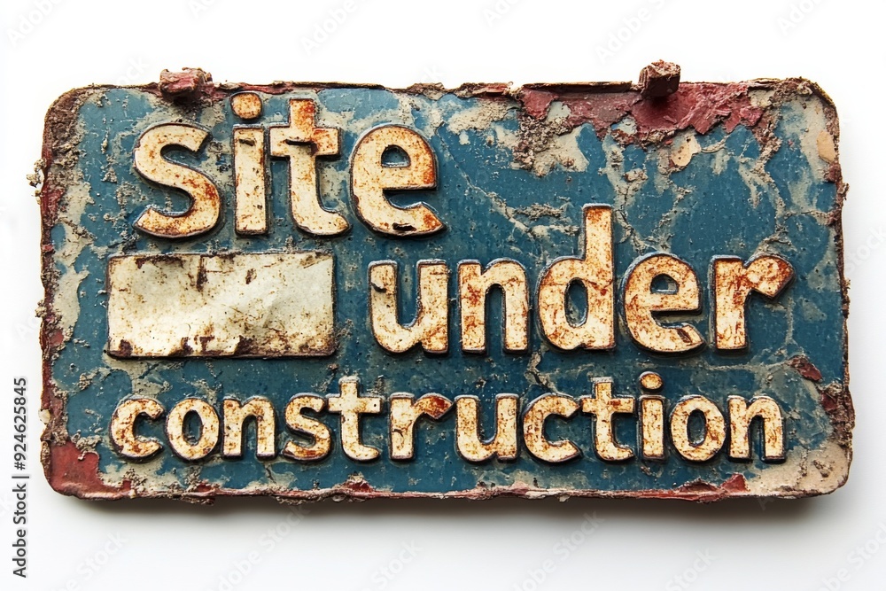 Creative Site Under Construction Sign for Websites on Solid White Background Creative Site Under Construction Sign for Websites on Solid White Background