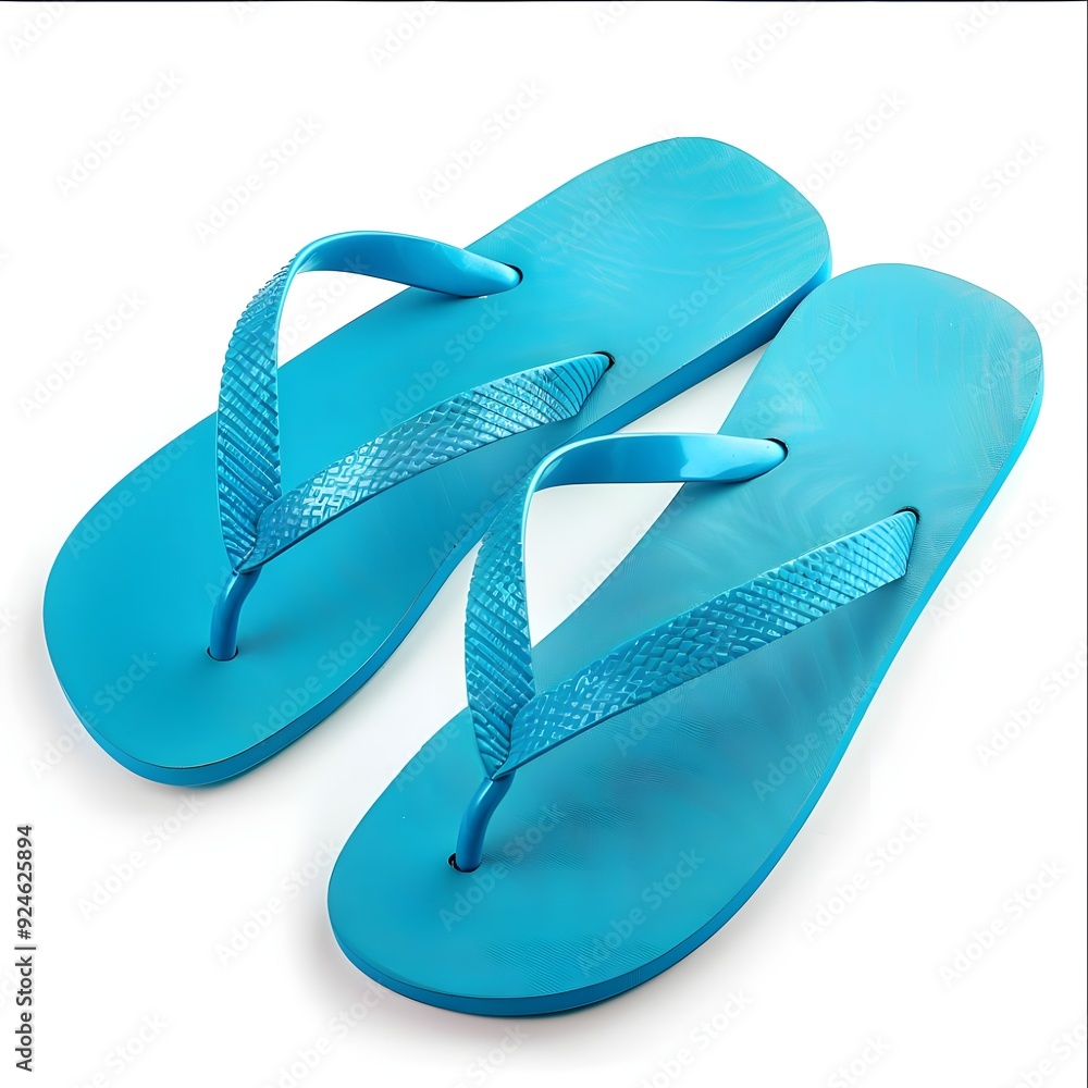 Blue Flip Flops on White Background Blue Flip Flops on White Background