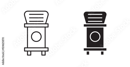 Trash compactor vector icon in solid and outline style