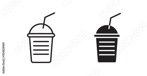 Plastic drinking cup vector icon in solid and outline style