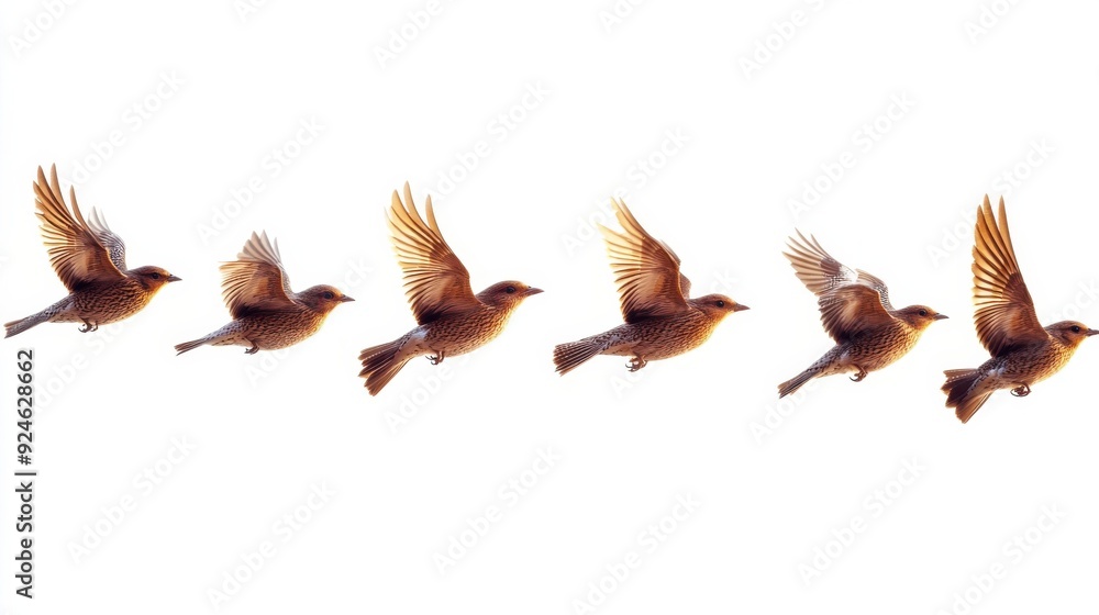 Obraz premium Birds in Flight Capturing Motion in Sequential Stages