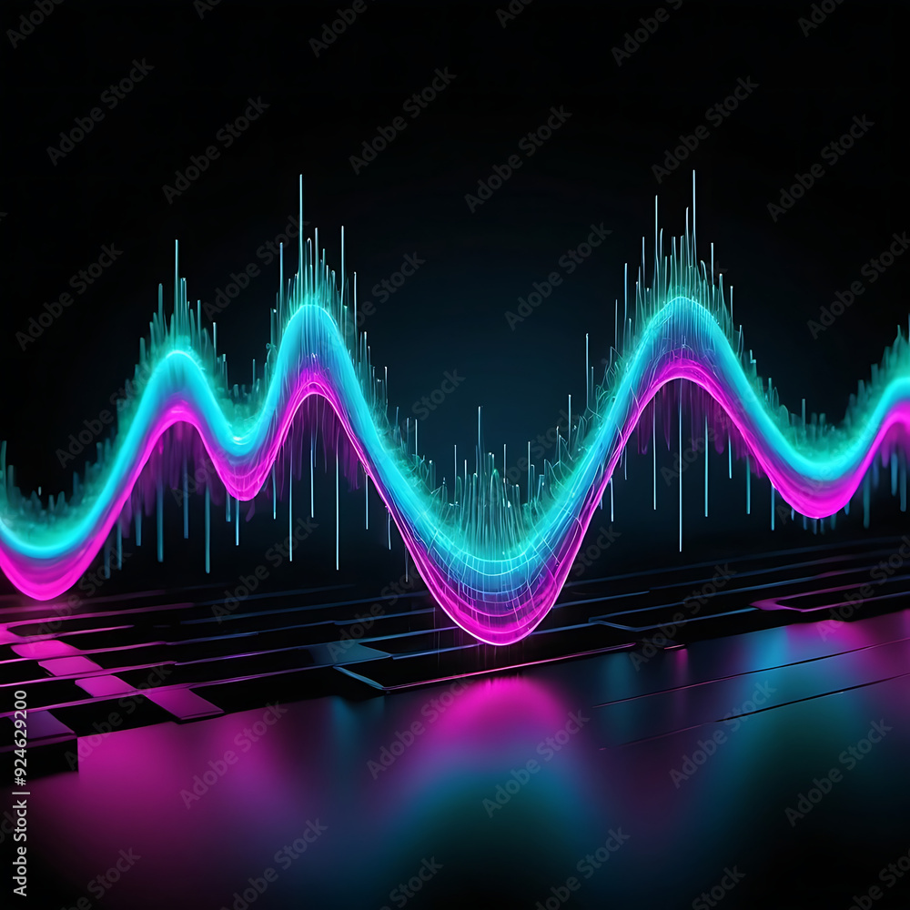 Fototapeta premium 3D Neon Waveforms
