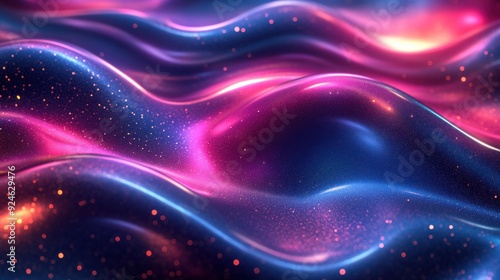 Vibrant Abstract Wave Patterns with Sparkling Particles