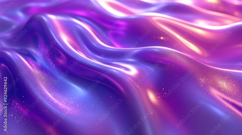 Fototapeta premium Vibrant Purple and Blue Wavy Reflective Surface Close-Up