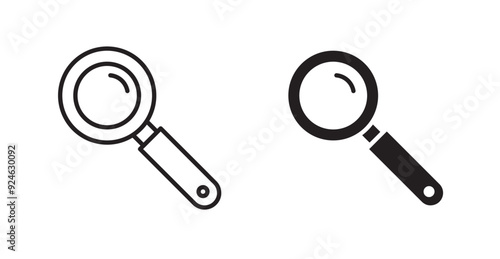 Magnifying glass vector icon in solid and outline style