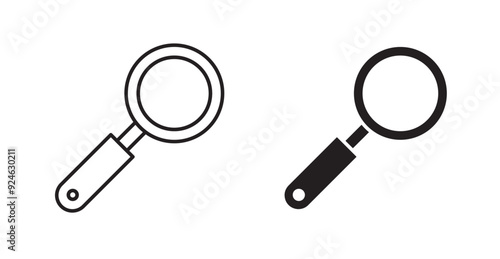 Loupe vector icon in solid and outline style