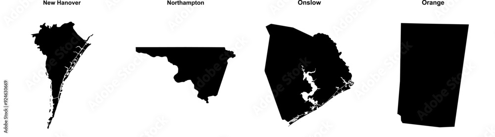 New Hanover, Northampton, Onslow, Orange outline maps New Hanover, Northampton, Onslow, Orange outline maps