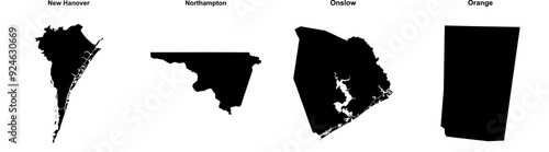 New Hanover, Northampton, Onslow, Orange outline maps photo