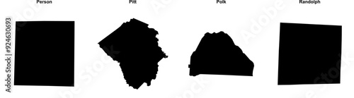 Person, Pitt, Polk, Randolph outline maps