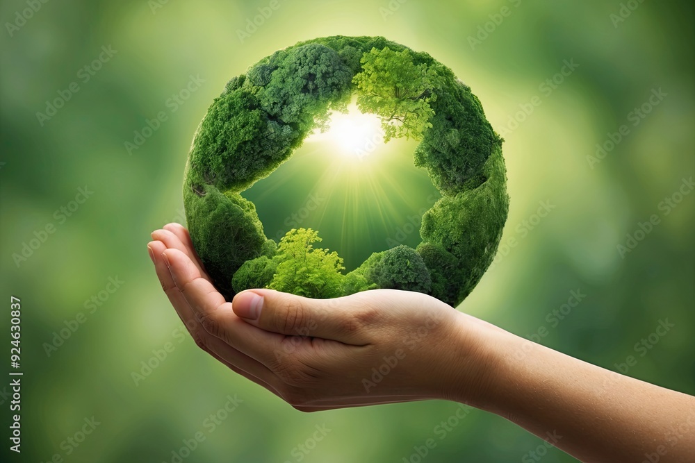 Human Hand Connecting with Nature for Environmental Unity and Harmony Human Hand Connecting with Nature for Environmental Unity and Harmony