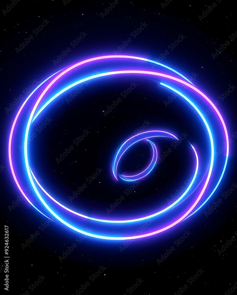 3D Rotating Helix of Neon Light Tubes, Twisting into Infinity Against a Black, Starry Background 3D Rotating Helix of Neon Light Tubes, Twisting into Infinity Against a Black, Starry Background