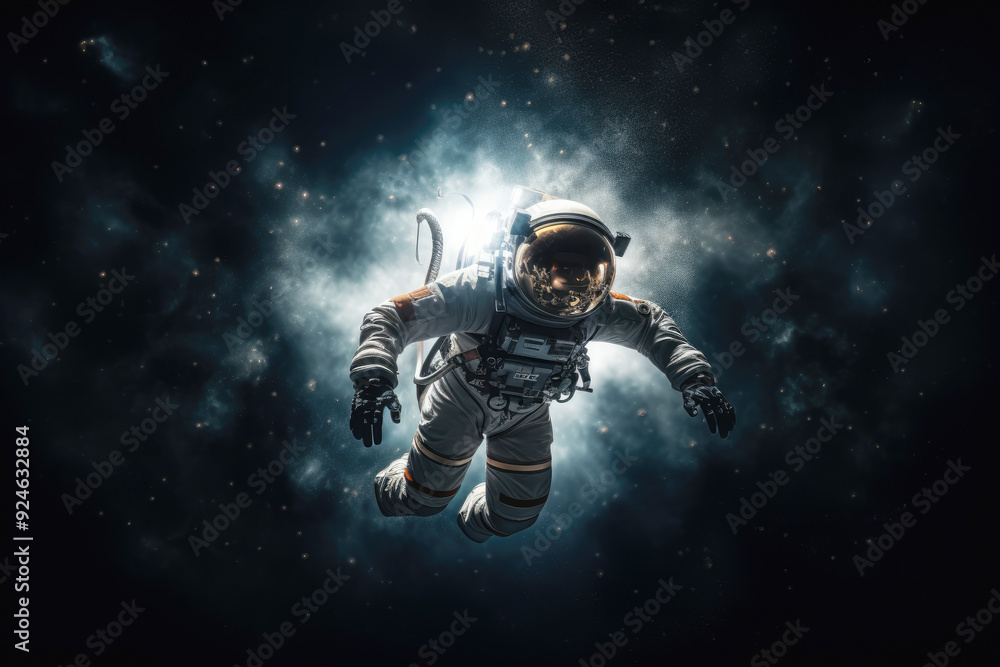 Fototapeta premium generated illustration astronaut floating in outer space floating.