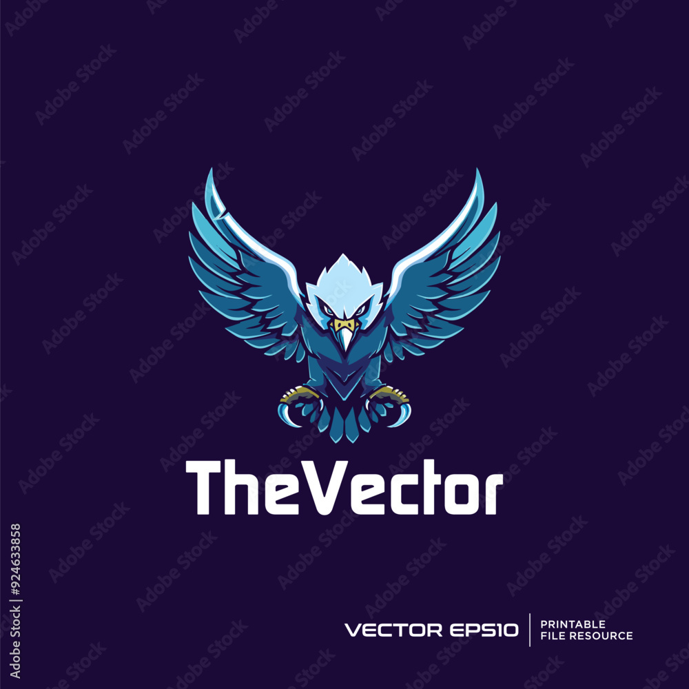 Fototapeta premium Flying eagle mascot, vector, logo, character, cartoon, illustration, eps10