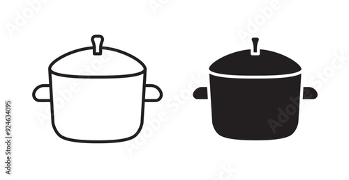 Crock pot vector icon in solid and outline style