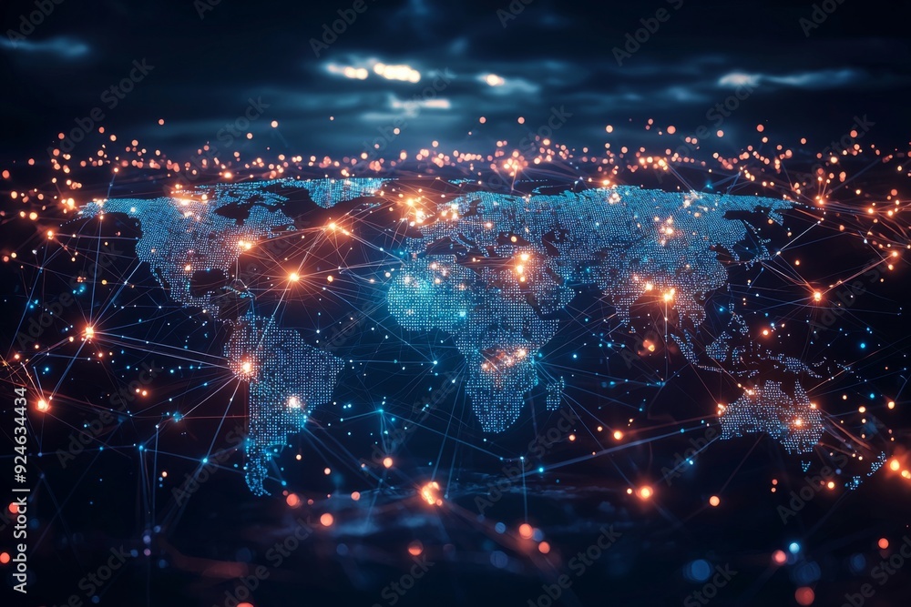 Global Digital Business Network Connection Illustration created with Generative AI Global Digital Business Network Connection Illustration created with Generative AI