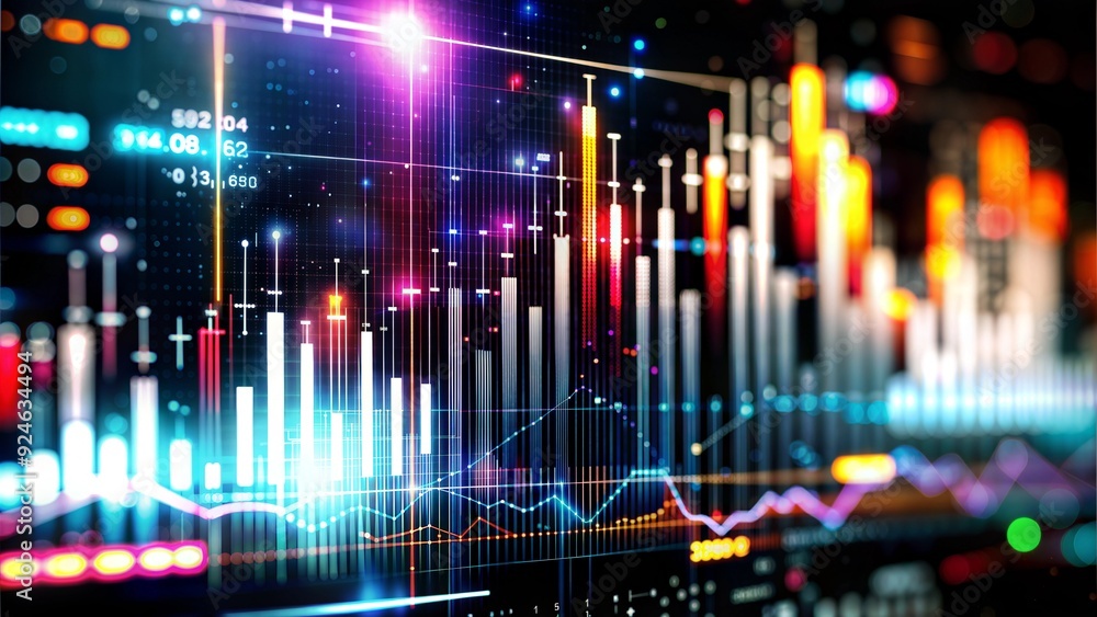 Fototapeta premium Economic Analysis Blur - A blurred background of economic analysis charts and diagrams.