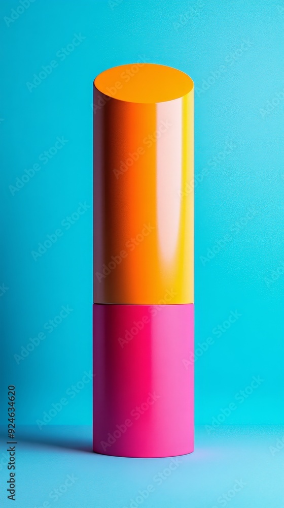 A pink and orange lipstick is shown in a blue background A pink and orange lipstick is shown in a blue background