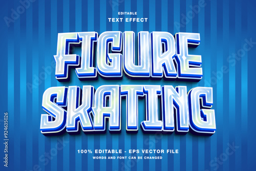 Figure Skating 3d Editable Text Effect Template Style Premium Vector