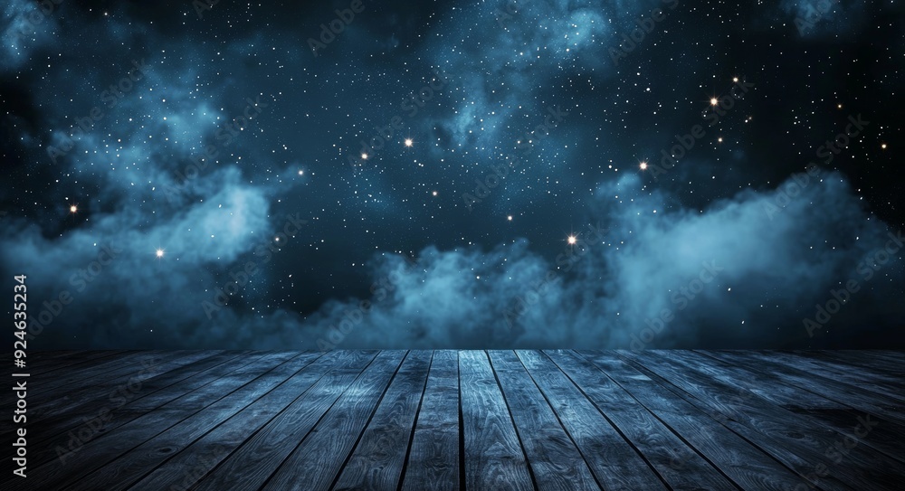 An empty dark scene with wooden old floors. Smoke and neon lights. A dark abstract background. A night wooden table. An empty dark scene with wooden old floors. Smoke and neon lights. A dark abstract background. A night wooden table.
