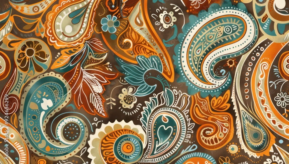 Abstract Paisley Pattern in Warm Colors Abstract Paisley Pattern in Warm Colors