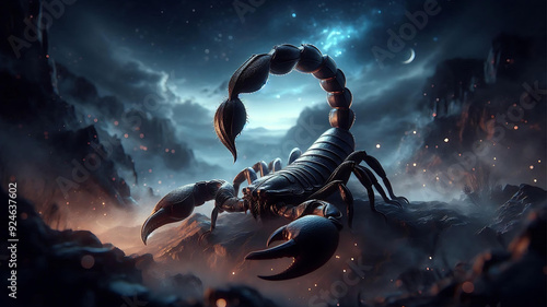 A beautifully created, realistic HD image of the Scorpio zodiac sign. photo