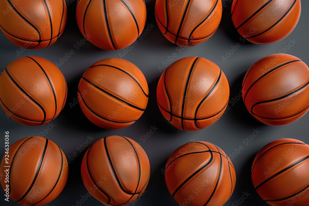 A collection of basketballs resting on a surface A collection of basketballs resting on a surface
