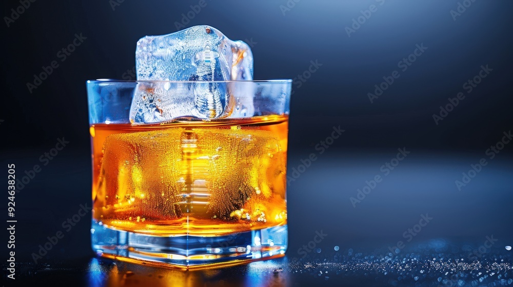 A melting ice cube in a cocktail A melting ice cube in a cocktail