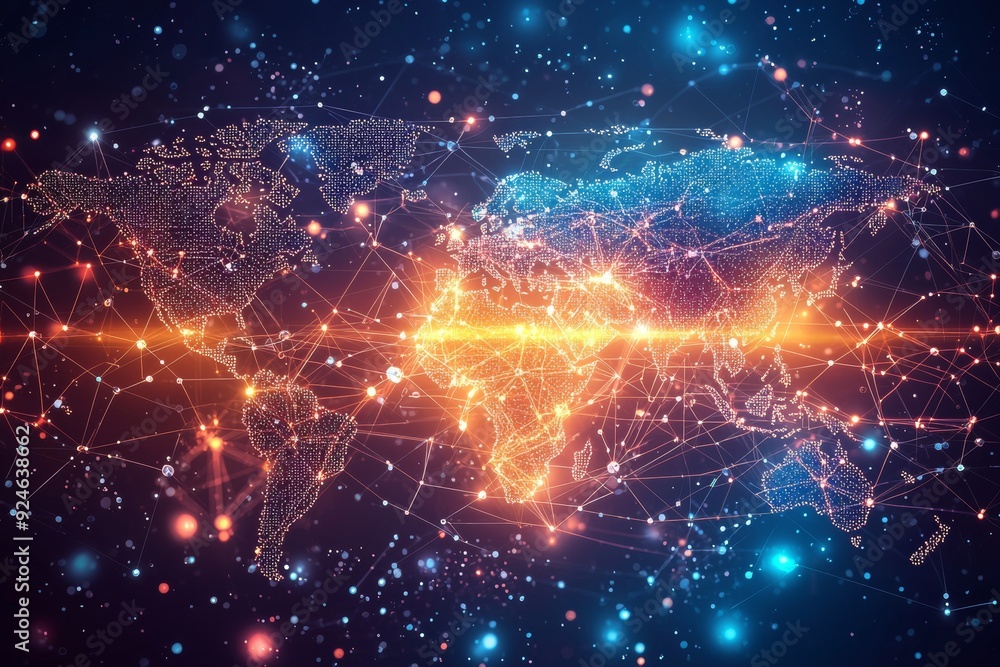 Global Digital Business Network Connection Illustration created with Generative AI
