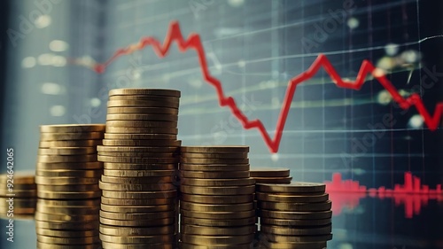 Economical Graph displaying the increase in business stocks with Coin Dollars