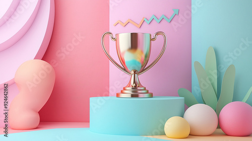 Pastel trophy of success wi...