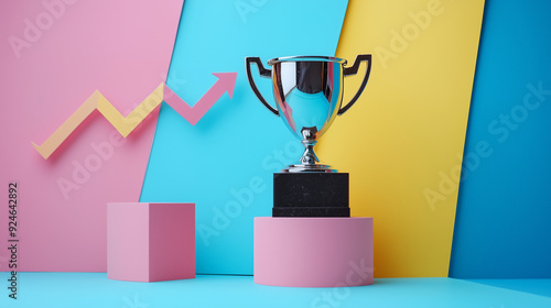 Pastel trophy of success wi...
