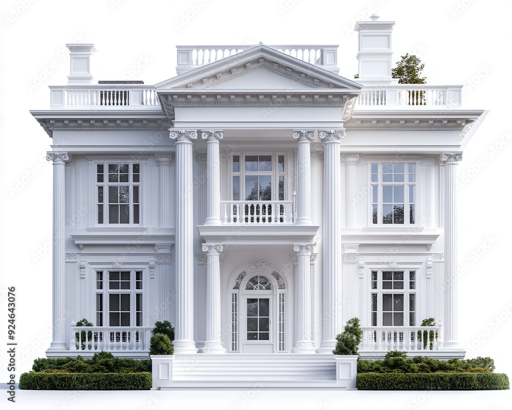 Fototapeta premium 3d generated white unique building mockup, isolated white background.