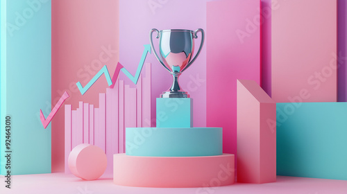 Pastel trophy of success wi...