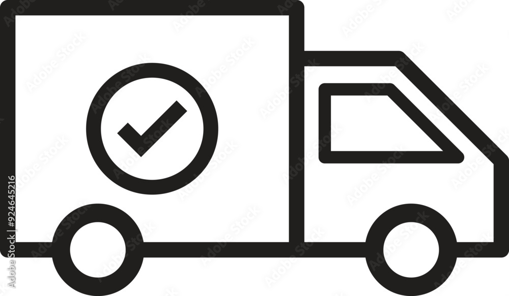 Delivery truck with checkmark icon . Delivery service and shipment icon . Vector illustration Delivery truck with checkmark icon . Delivery service and shipment icon . Vector illustration