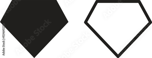 Diamond shape icon set in two styles . Gemstone icon set vector