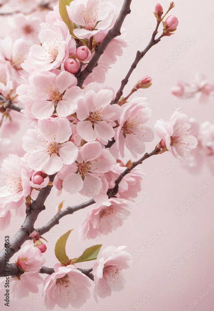 Sakura. Branches with pink flowers on a plain background for publications. Sakura. Branches with pink flowers on a plain background for publications.
