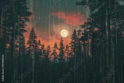 Calm and serene atmosphere in a rainy landscape