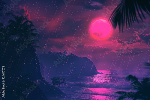 Serene and calm rainy day landscape scenery