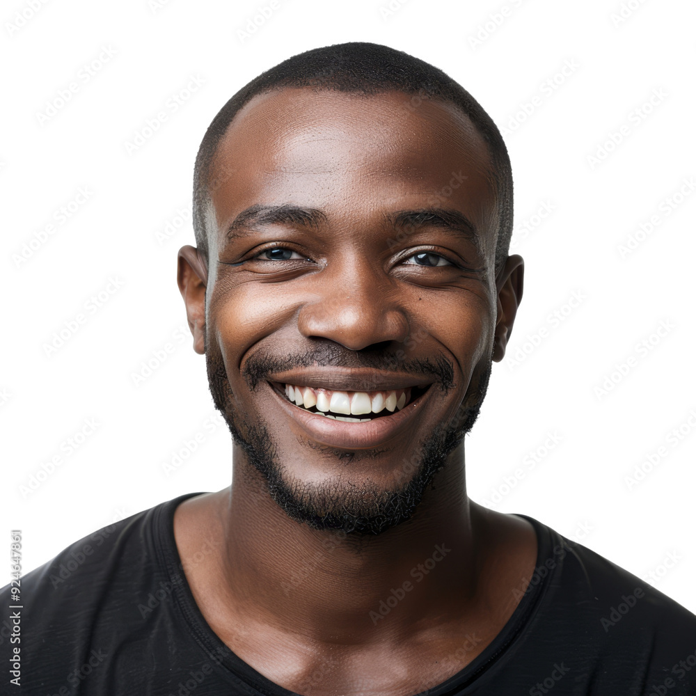 Cheerful African American Man Smiling Broadly Isolated on Transparent Background Cheerful African American Man Smiling Broadly Isolated on Transparent Background