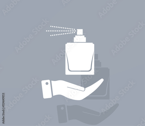 Vector ion of white color with shadow on gray background