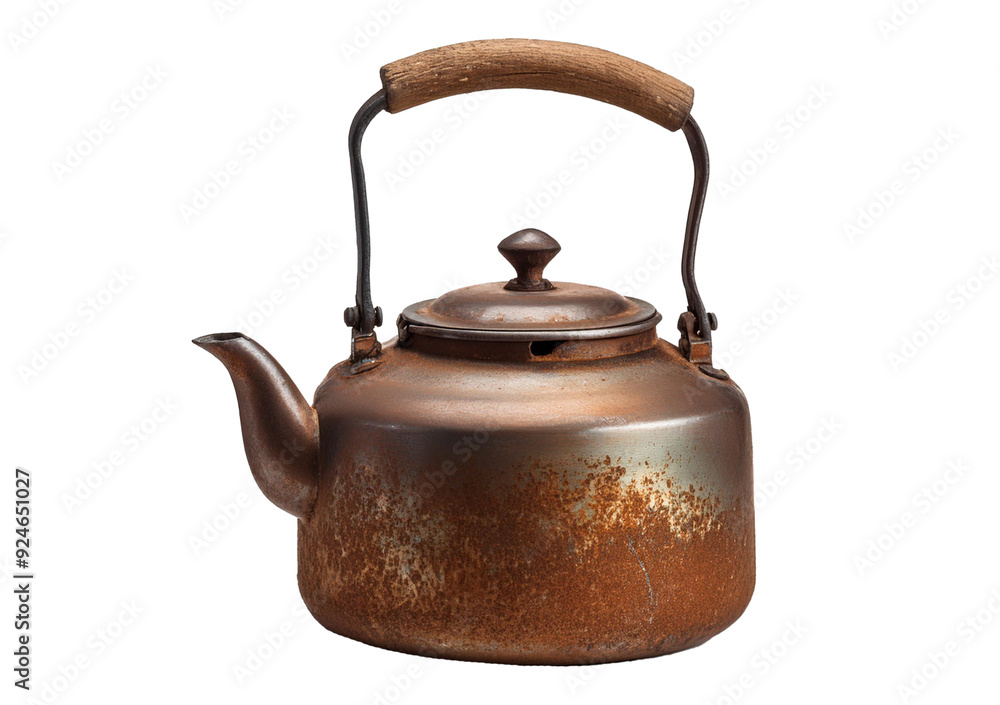 Old rusty teapot, isolated on a transparent or white background Old rusty teapot, isolated on a transparent or white background