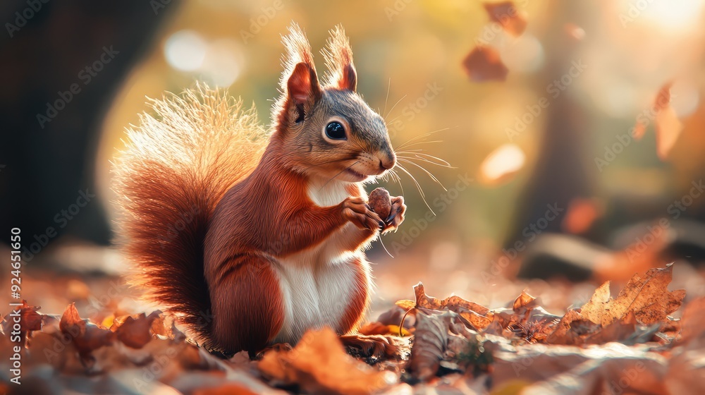 Squirrel in the autumn landscape. The generation of AI Squirrel in the autumn landscape. The generation of AI