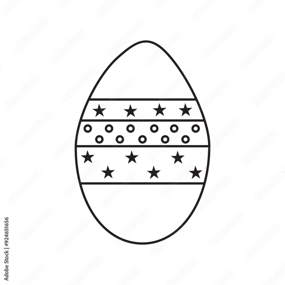 Easter eggs set. Spring linear egg icons with different pattern decoration.